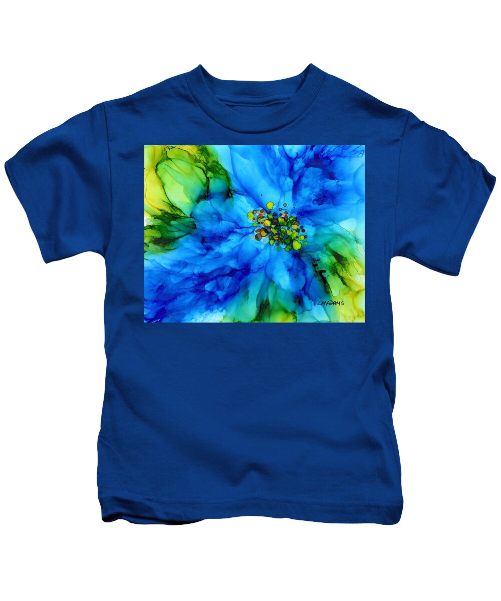 Painting Kids T-Shirt featuring the painting Bold and Blue by Louise Adams