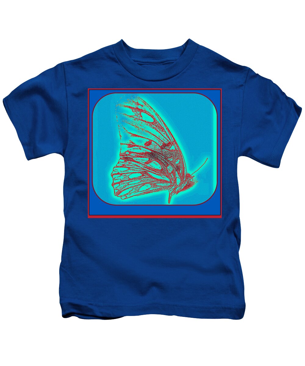 Blue Kids T-Shirt featuring the digital art Butterfly by Lessandra Grimley