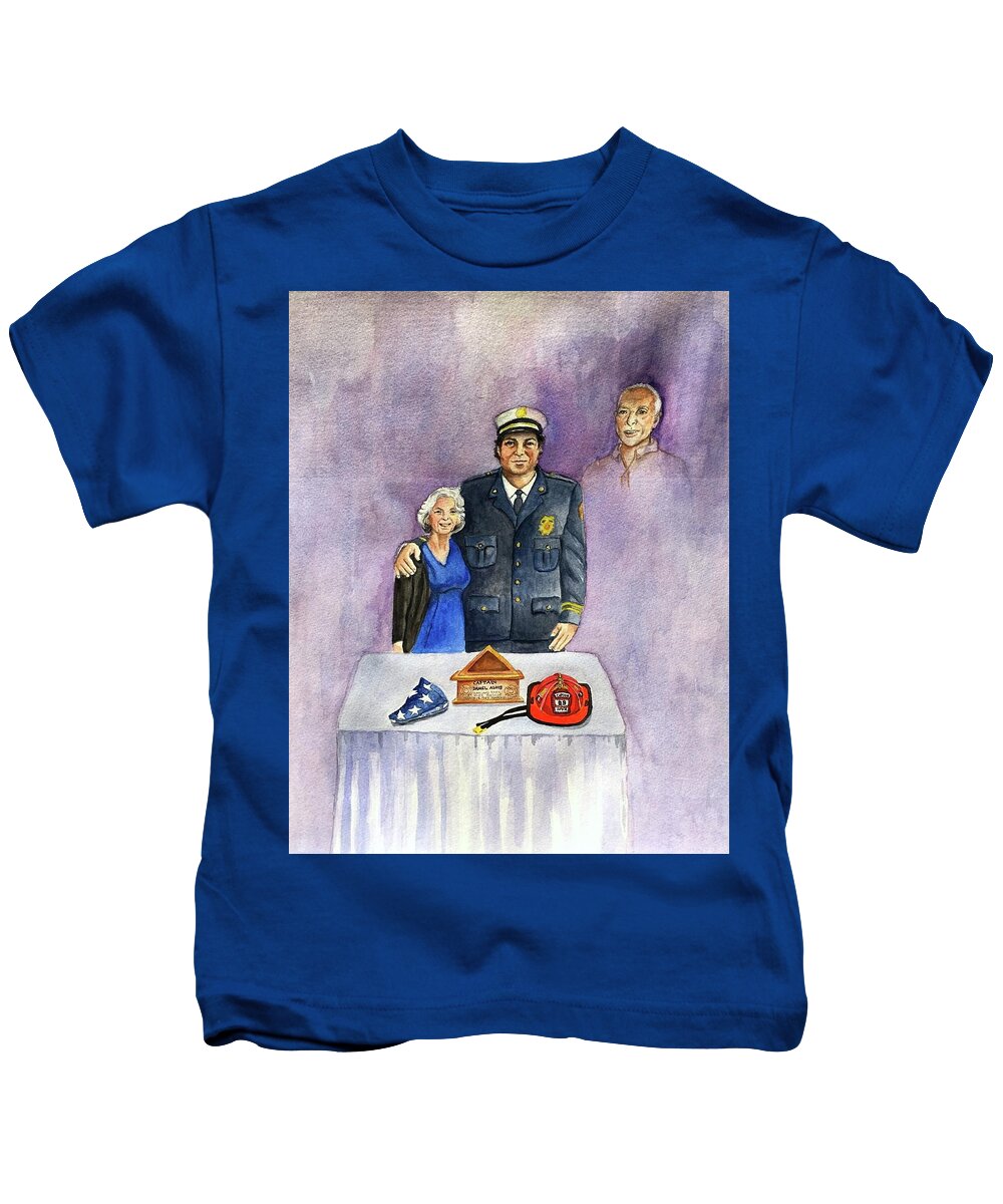 Portrait Kids T-Shirt featuring the painting Captain by Judy Swerlick