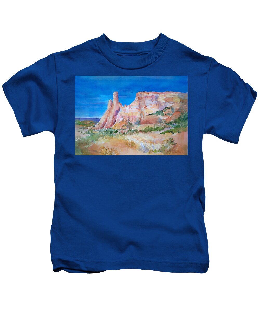 Landscape Kids T-Shirt featuring the painting Chimney Rock by Sue Kemp