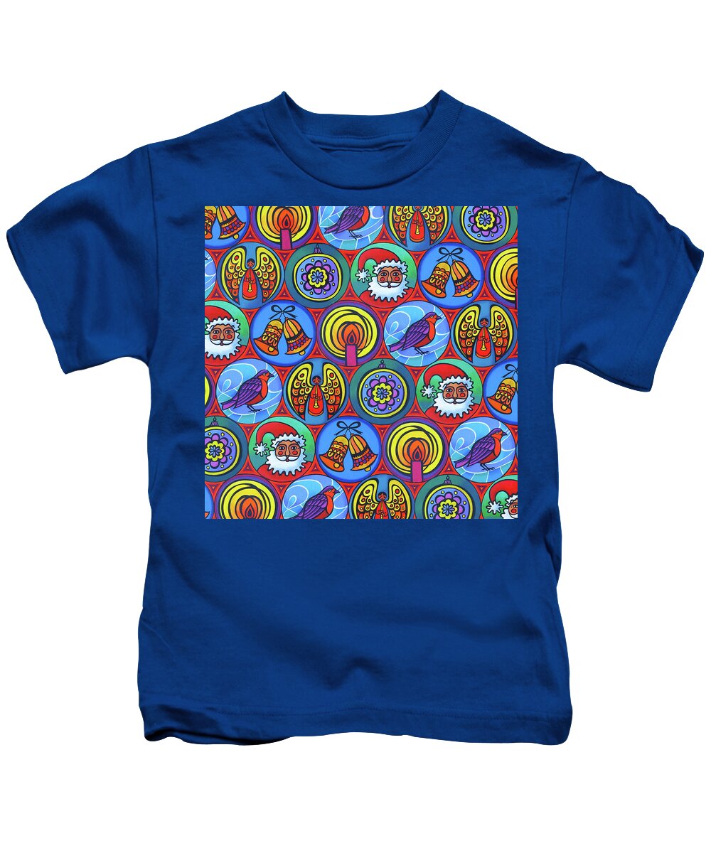 Patterns Kids T-Shirt featuring the painting Christmas in small circles by Jane Tattersfield