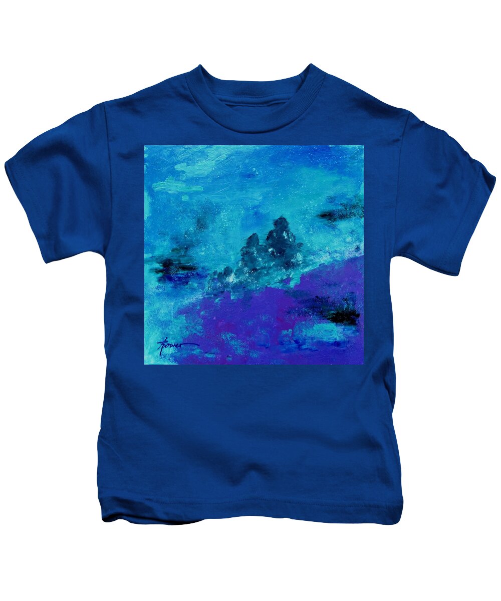 Abstract Kids T-Shirt featuring the painting Consider The Heavens by Adele Bower