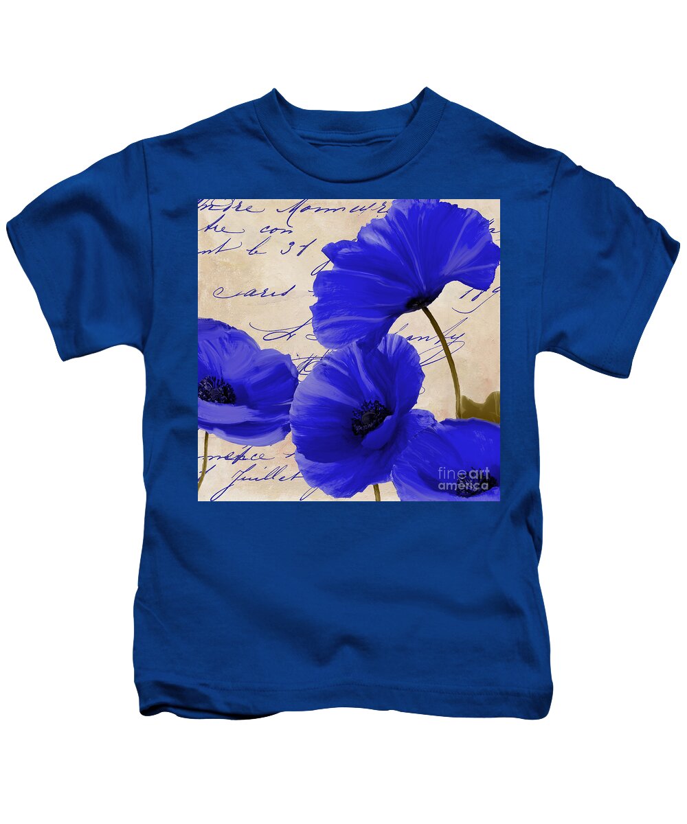 Poppies Kids T-Shirt featuring the painting Coquelicots Bleue by Mindy Sommers