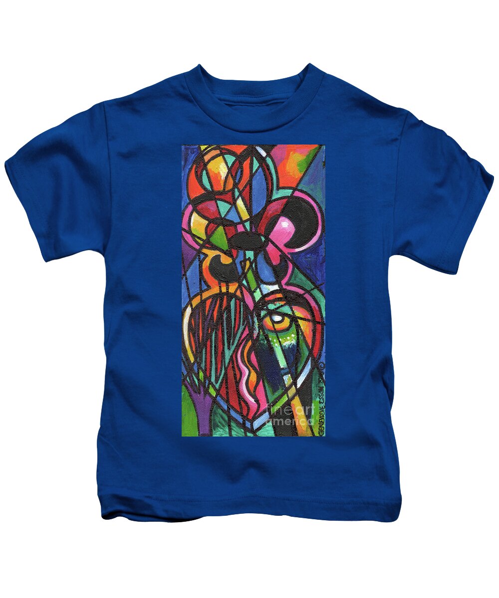 Whimsical Kids T-Shirt featuring the painting Creve Coeur Streetlight Banners Whimsical Motion 19 by Genevieve Esson