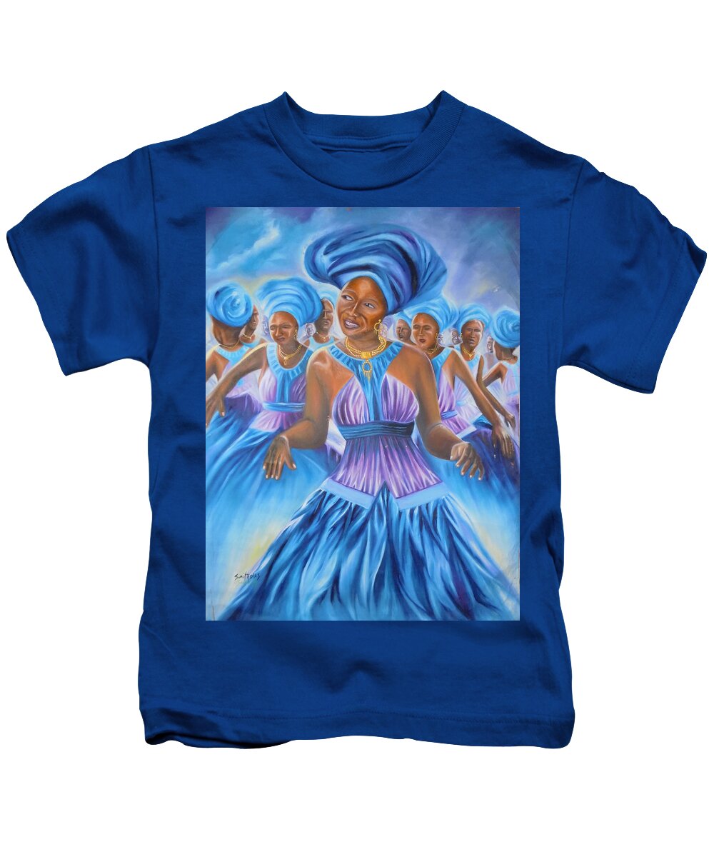 House Kids T-Shirt featuring the painting Dance Tune by Olaoluwa Smith