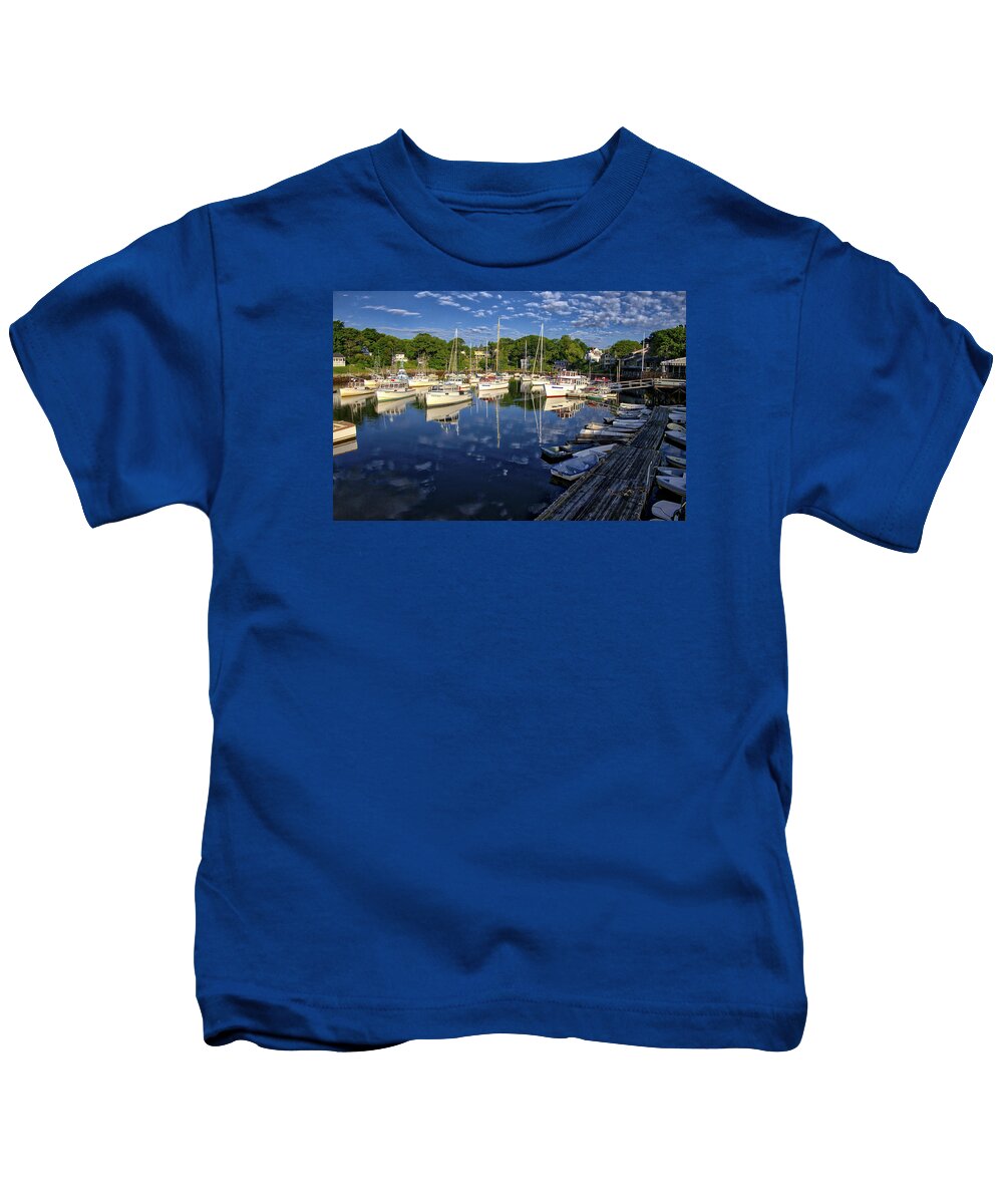Boat Kids T-Shirt featuring the photograph Dawn at Perkins Cove - Maine by Steven Ralser