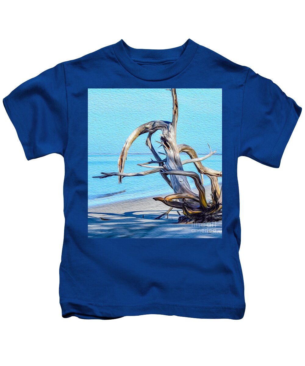 Art Kids T-Shirt featuring the painting Driftwood on Jekyll by DB Hayes