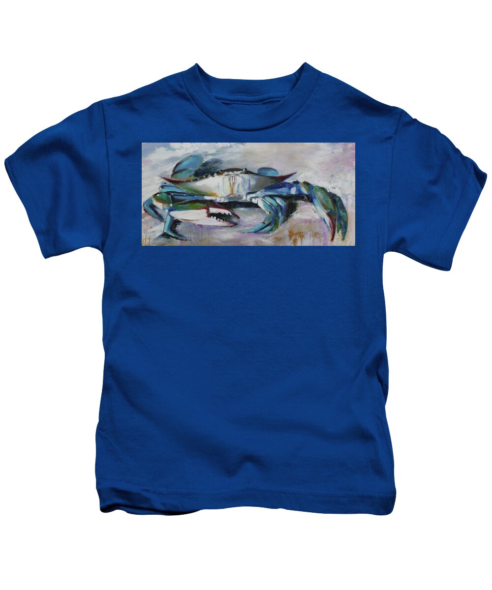 Crab Kids T-Shirt featuring the painting El Chapo Blue Crab of the Chesapeake by Susan Bradbury