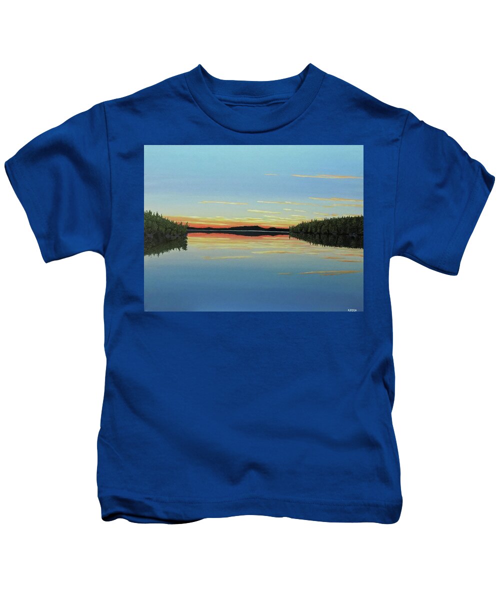 Landscape Kids T-Shirt featuring the painting Evening Calm by Kenneth M Kirsch