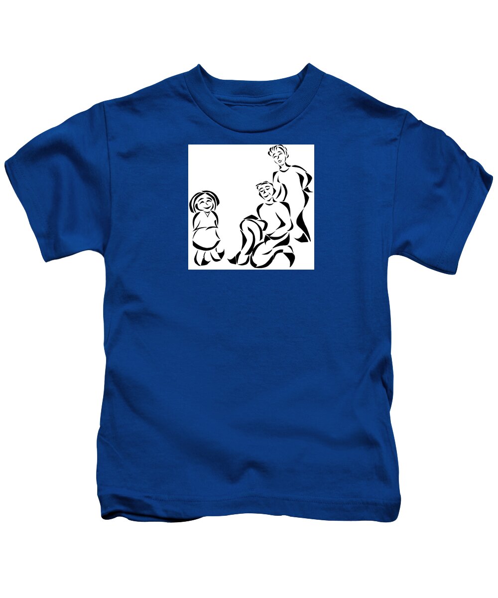 Family Kids T-Shirt featuring the mixed media Family Time by Delin Colon