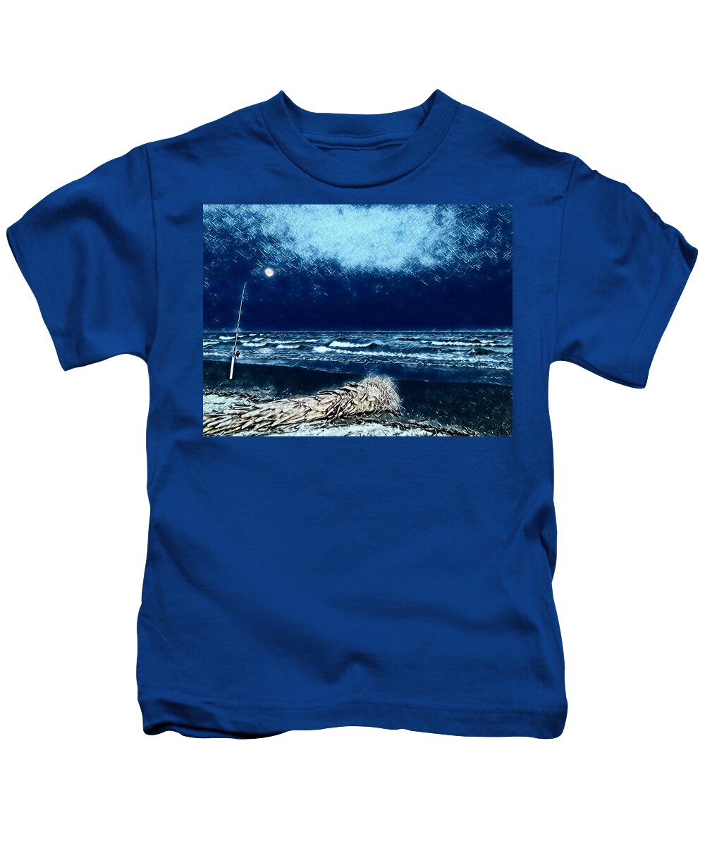Fishing Kids T-Shirt featuring the photograph Fishing for the Moon by Sherry Kuhlkin
