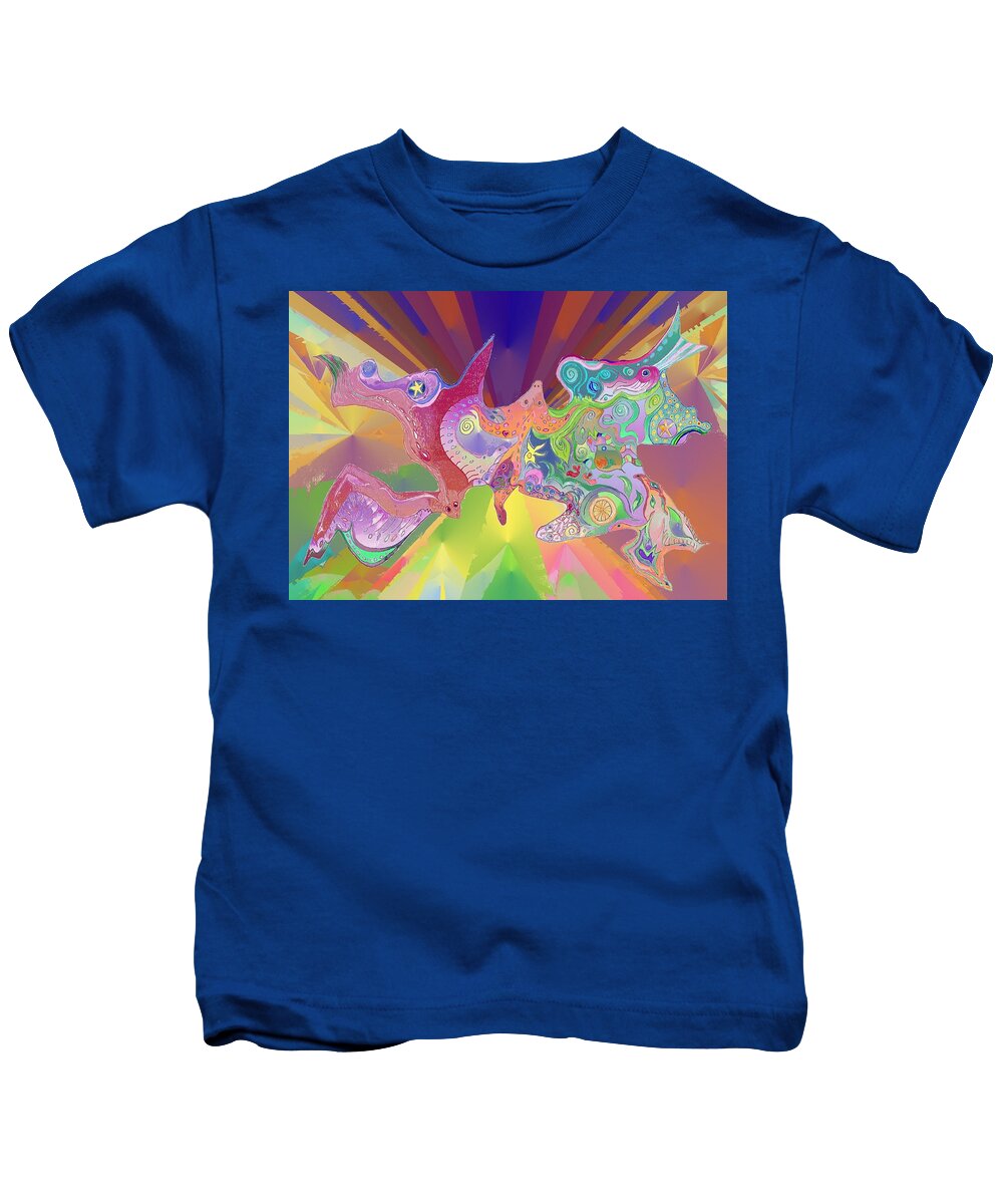 Evolution Kids T-Shirt featuring the digital art Flight of Evolution by Julia Woodman