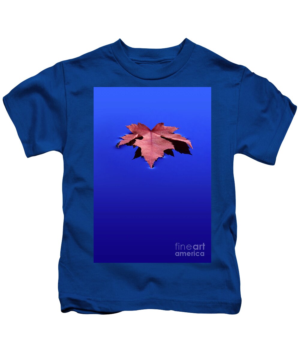 Floating Kids T-Shirt featuring the photograph Floating Leaf 1 - Maple by Dean Birinyi