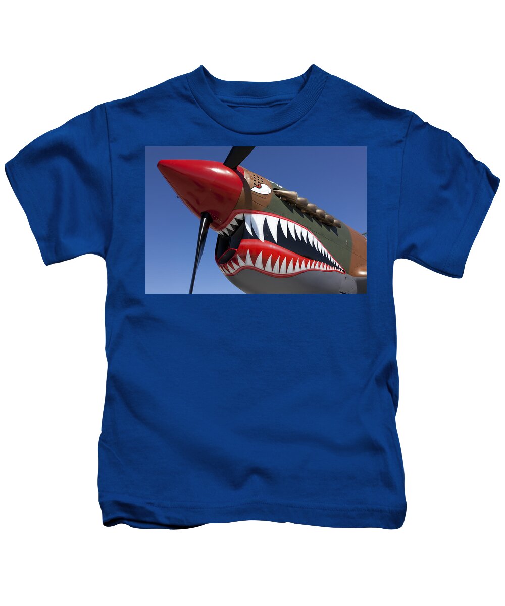 P-40 Kids T-Shirt featuring the photograph Flying tiger plane by Garry Gay