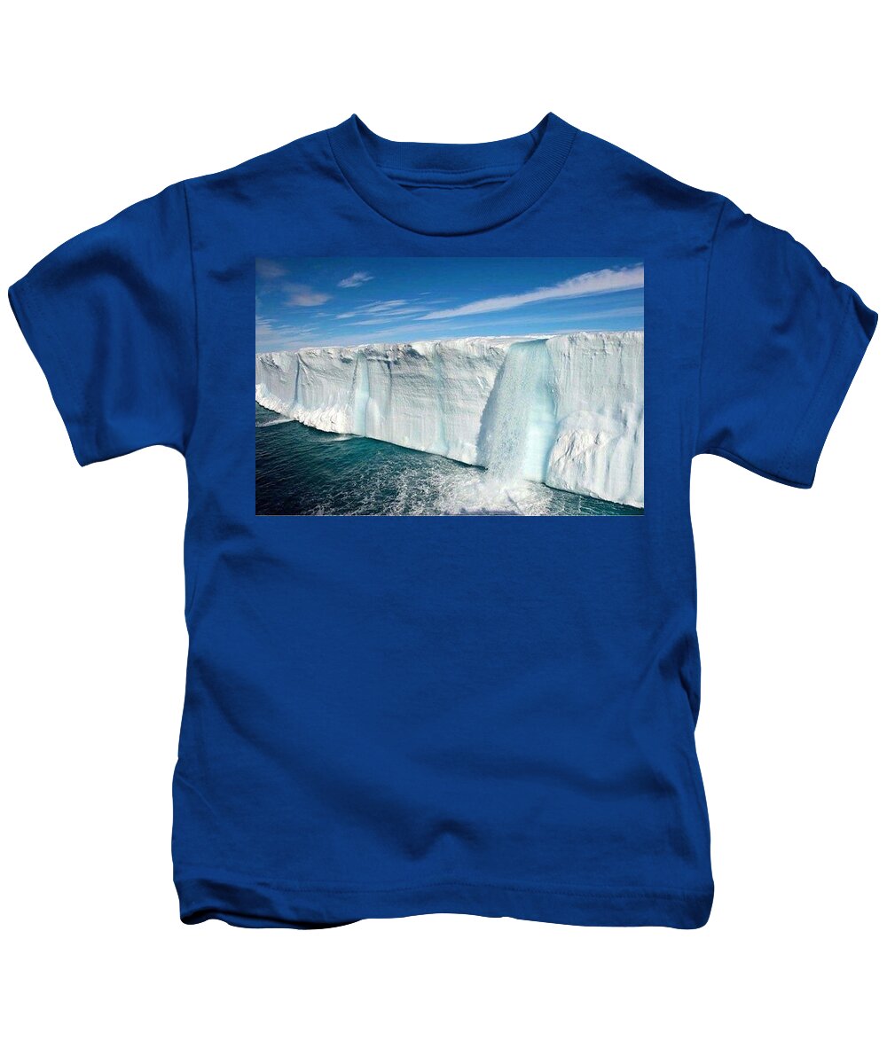 Glacial Kids T-Shirt featuring the photograph Glacial Waterfalls by Andy Bucaille