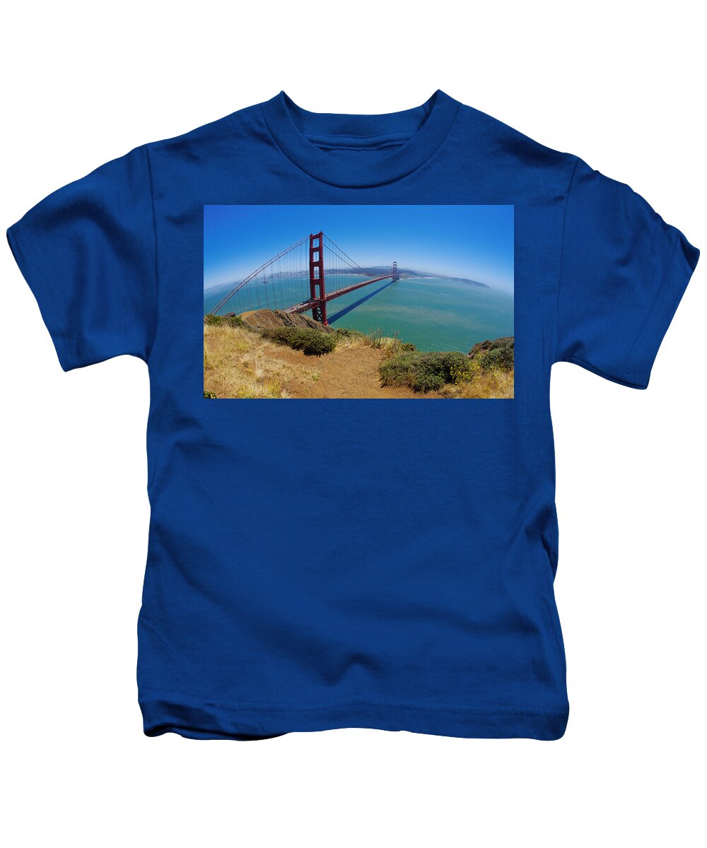 Golden Gate Kids T-Shirt featuring the digital art Golden Gate by Maye Loeser