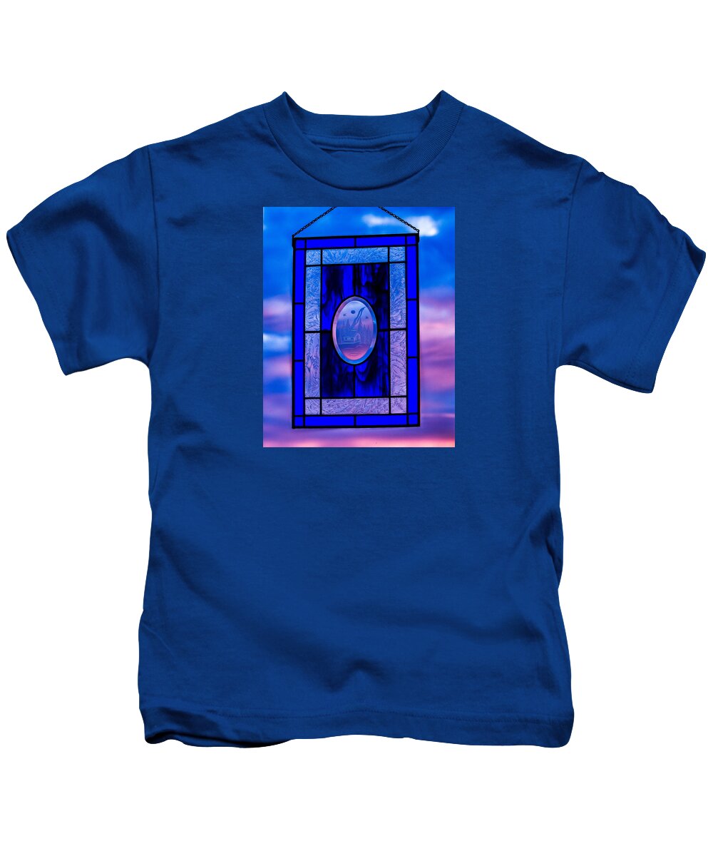 Stained Glass Kids T-Shirt featuring the photograph Got the Blues by E Faithe Lester
