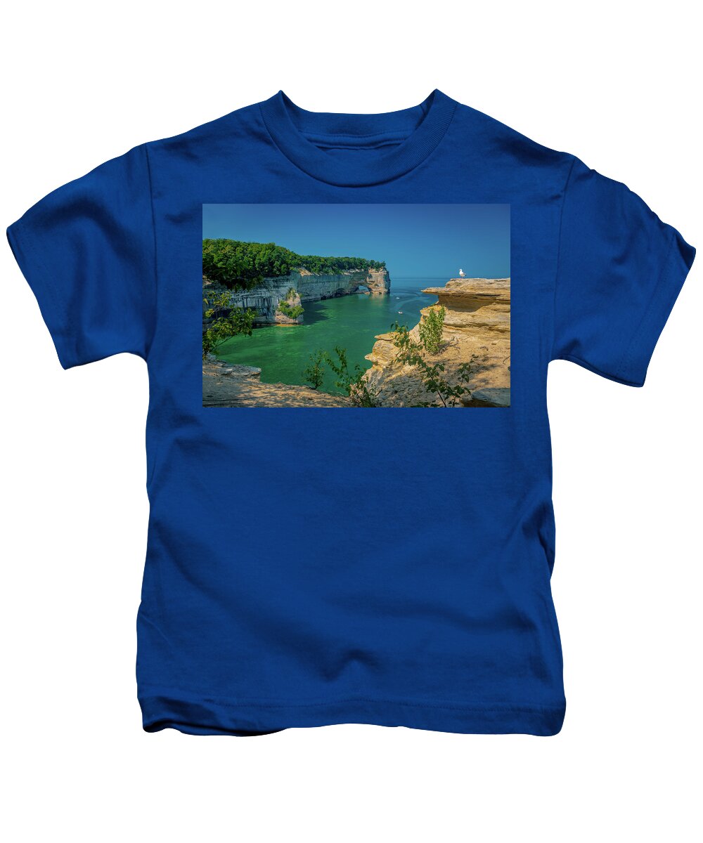 Pictured Rocks National Lakeshore Kids T-Shirt featuring the photograph Grand Portal Point by Gary McCormick