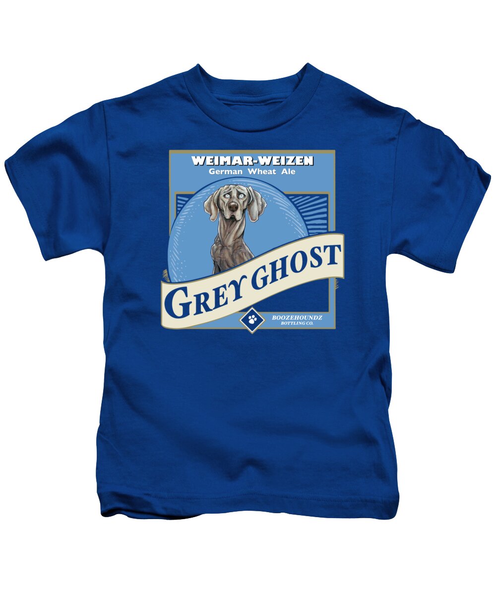 Beer Kids T-Shirt featuring the drawing Grey Ghost Weimar-Weizen Wheat Ale by Canine Caricatures By John LaFree