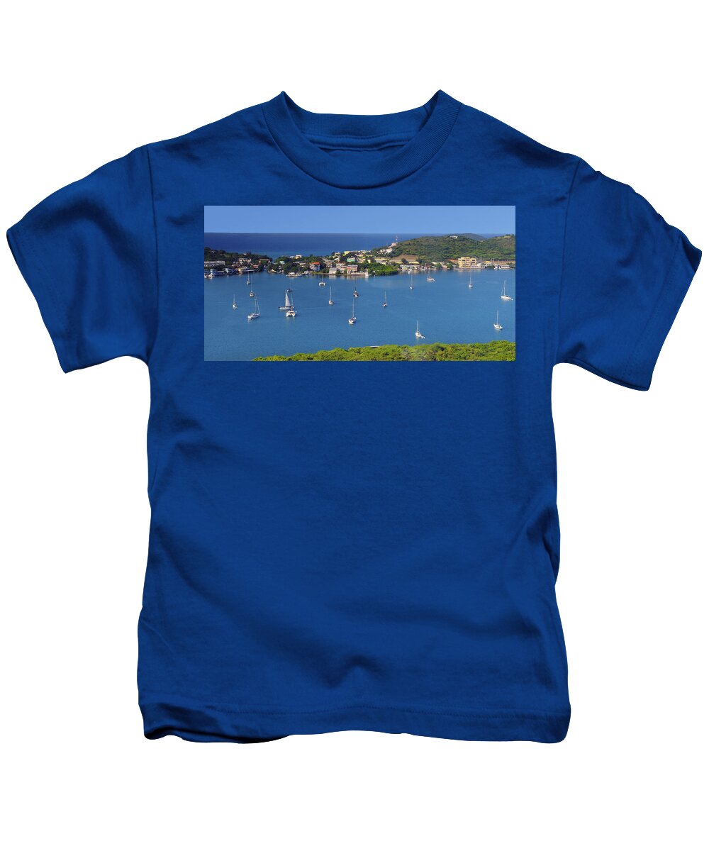 Harbor Kids T-Shirt featuring the photograph Harbor Blues by Stephen Anderson