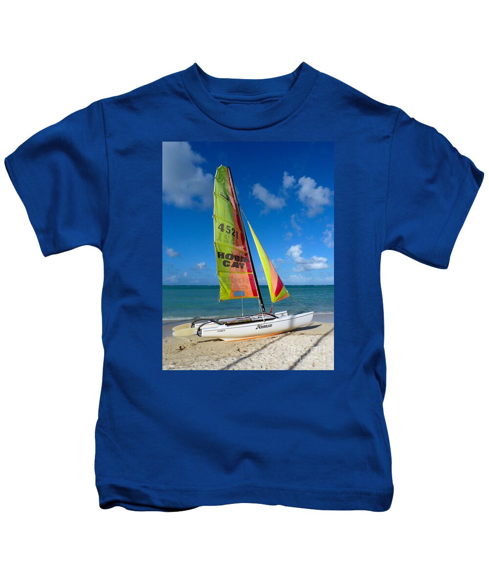 Photography Kids T-Shirt featuring the photograph Hobie Can and Sea by Francesca Mackenney