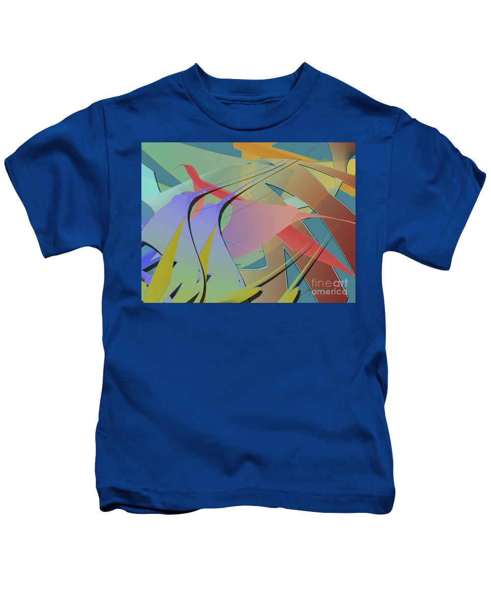 Abstract Kids T-Shirt featuring the digital art Hummingbird Convention by Jacqueline Shuler