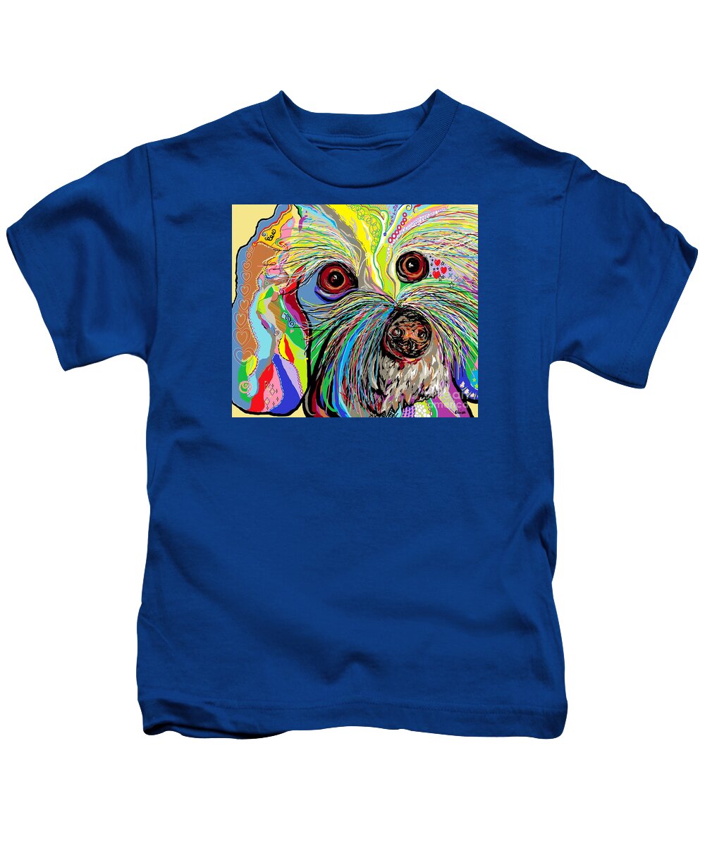 Bichon Kids T-Shirt featuring the painting Colorful Bichon by Eloise Schneider Mote