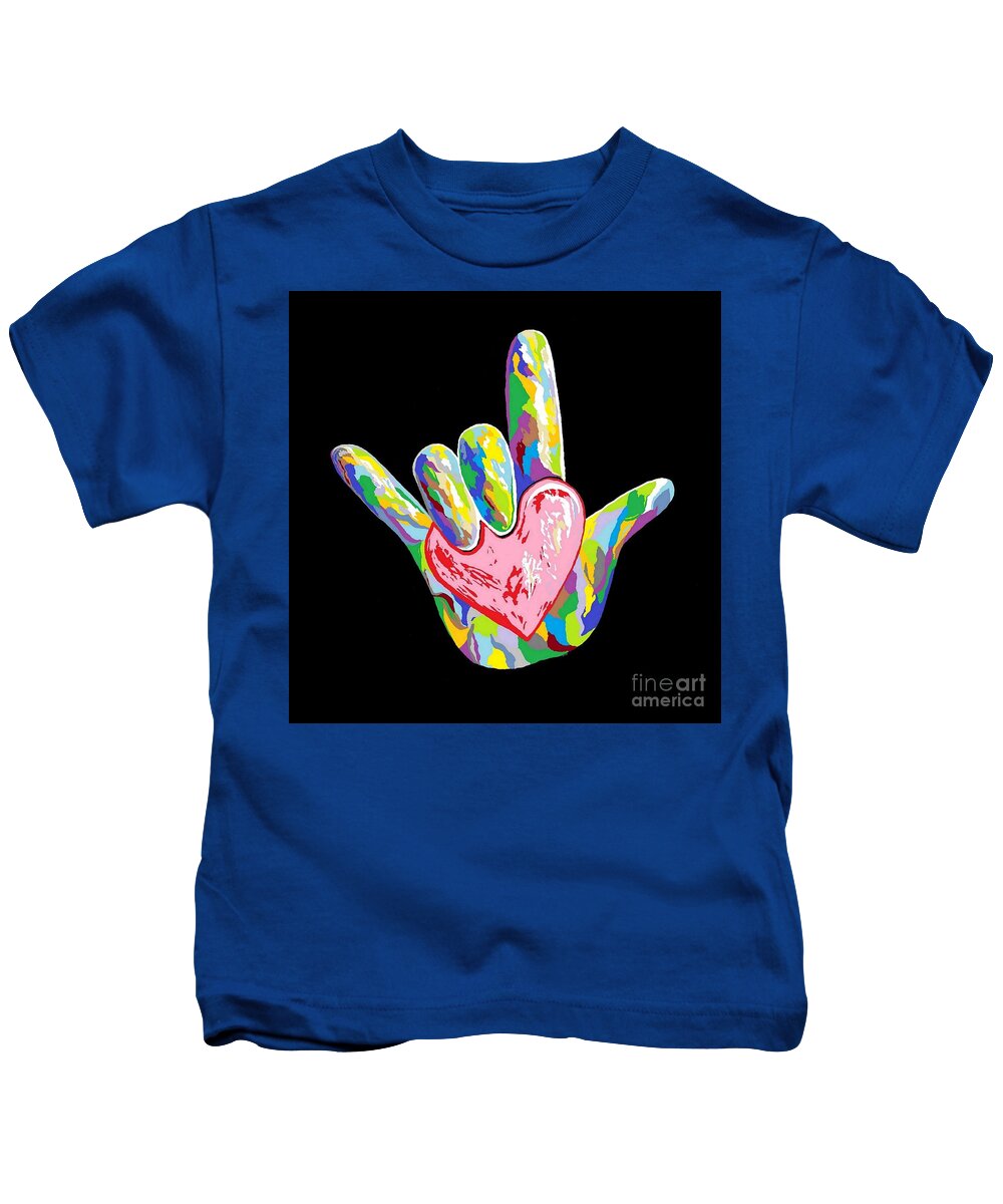 Heart Kids T-Shirt featuring the painting I Heart You by Eloise Schneider Mote