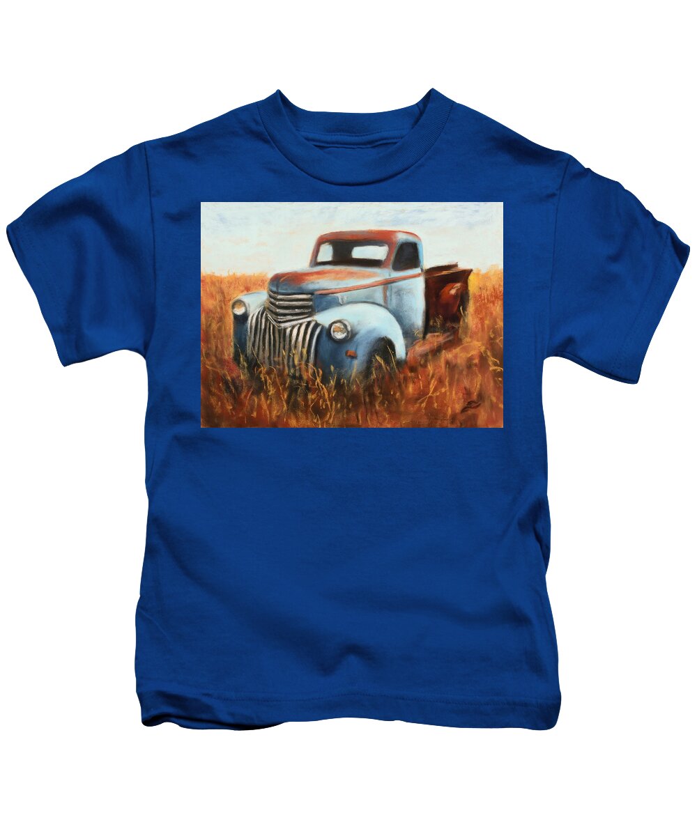 Old Truck Kids T-Shirt featuring the photograph In a Field of Dreams by Sandi Snead
