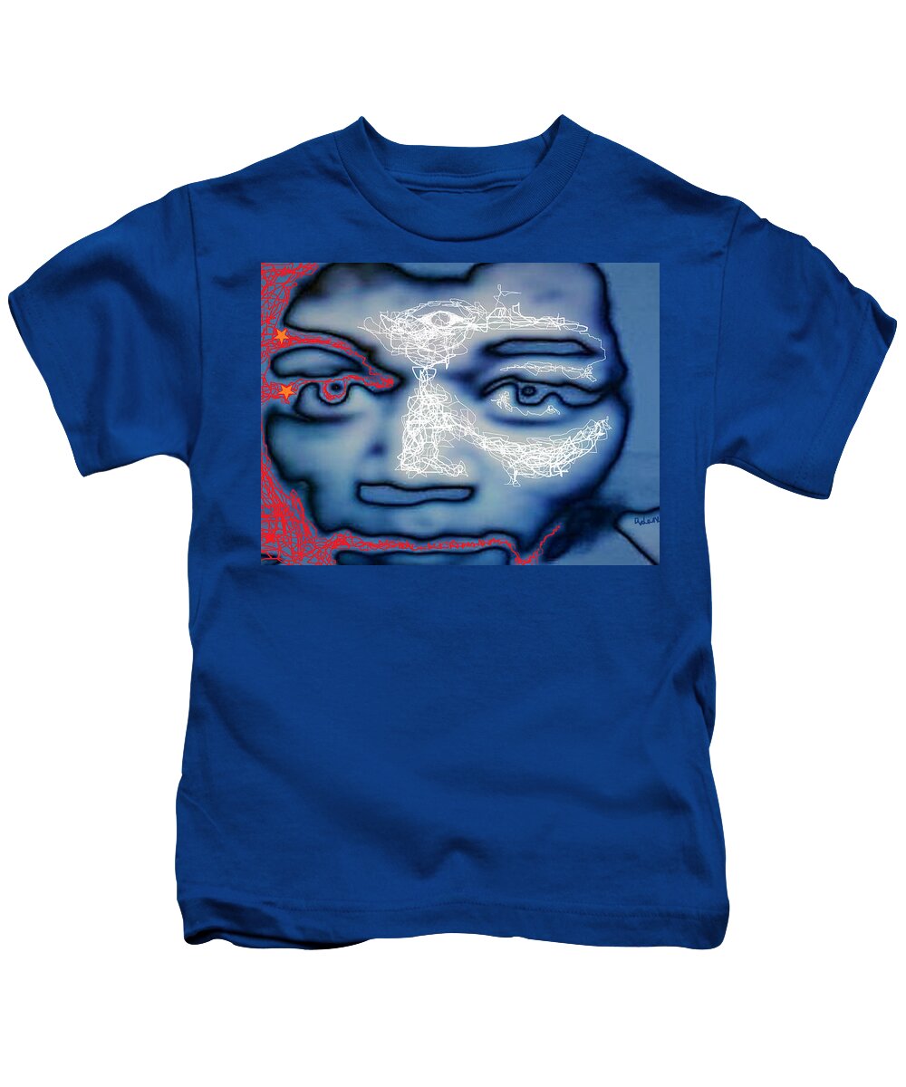 Jimi Hendrix Kids T-Shirt featuring the digital art Jimi Hendrix Oh say, can you See the Rockets Red Glare by Adenike AmenRa