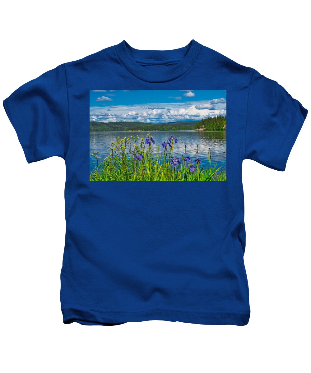 Summer Kids T-Shirt featuring the photograph June Wildflowers - Birch Lake Alaska by Cathy Mahnke