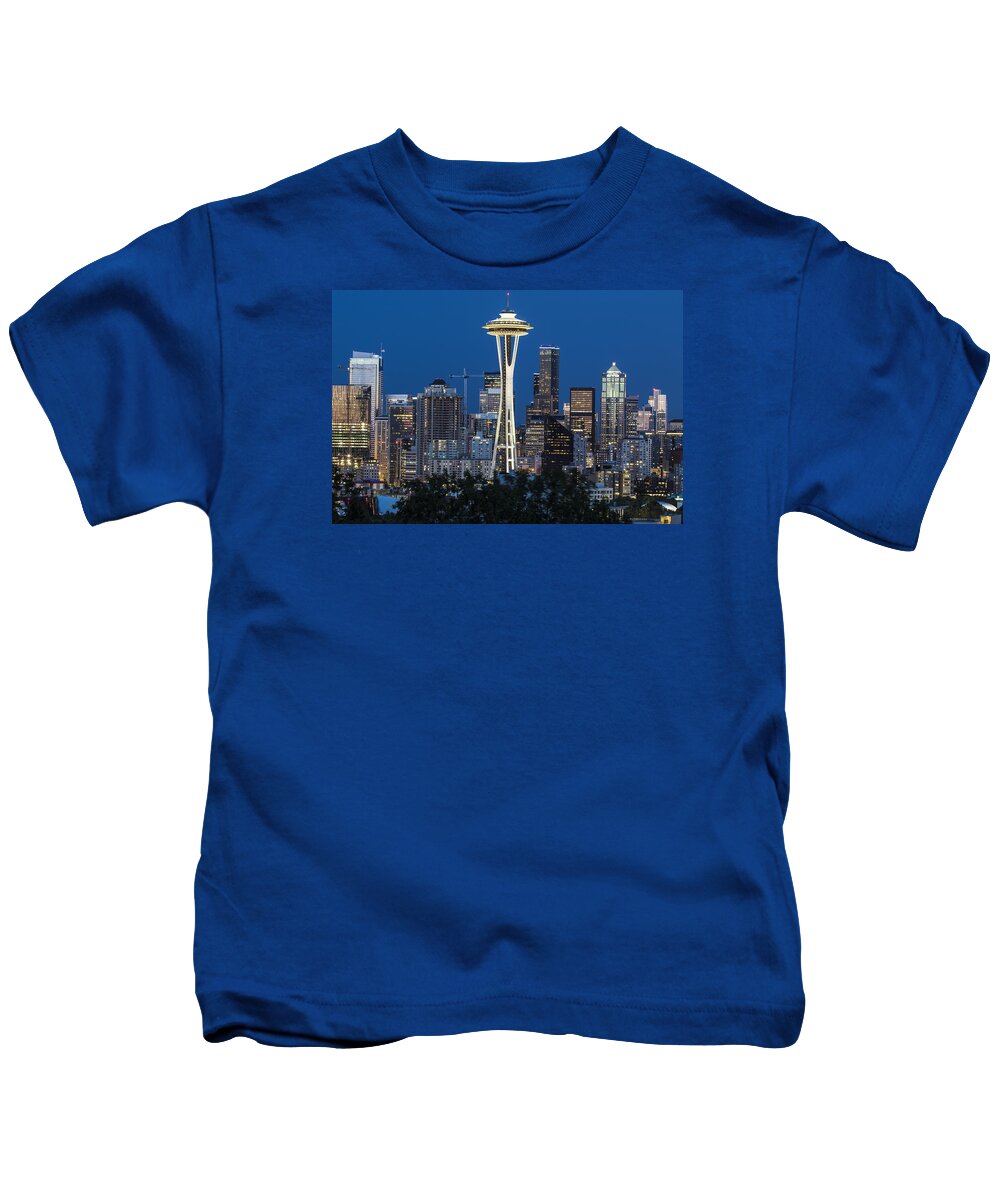 Seattle Kids T-Shirt featuring the photograph Kerry Park Space Needle in the City by Matt McDonald