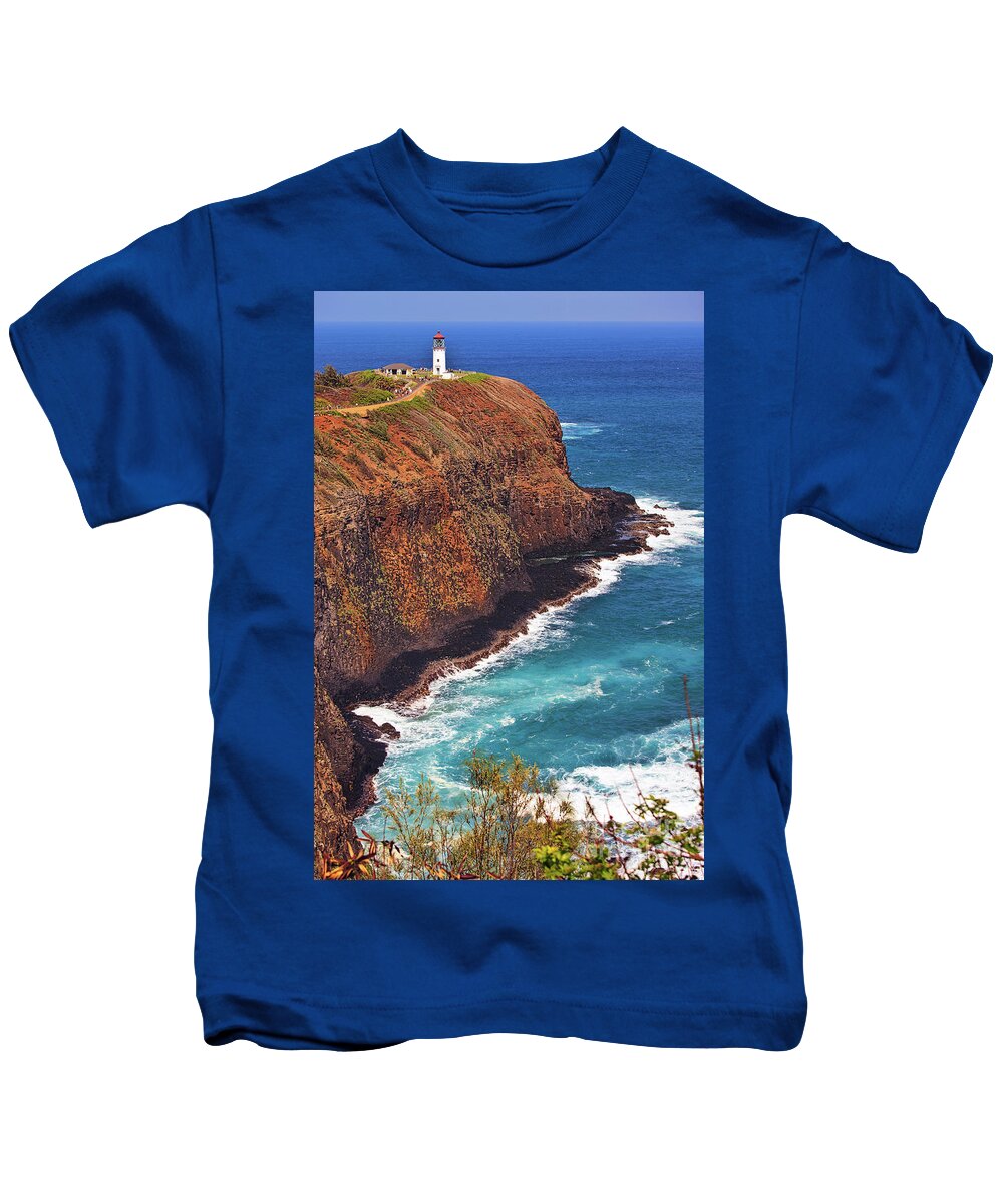 Kilauea Kids T-Shirt featuring the photograph Kilauea Lighthouse on the island of Kauai, Hawaii, United States of America     by Sam Antonio