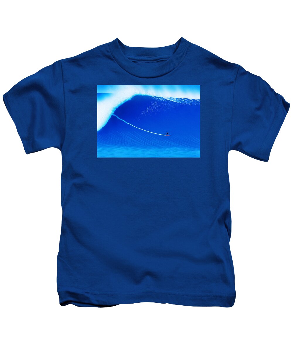 Surfing Kids T-Shirt featuring the painting Jaws Cliff Angle 1-10-2004 by John Kaelin