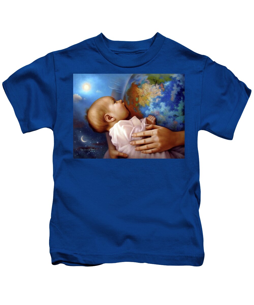 Life Kids T-Shirt featuring the painting Life, Earth by Yoo Choong Yeul