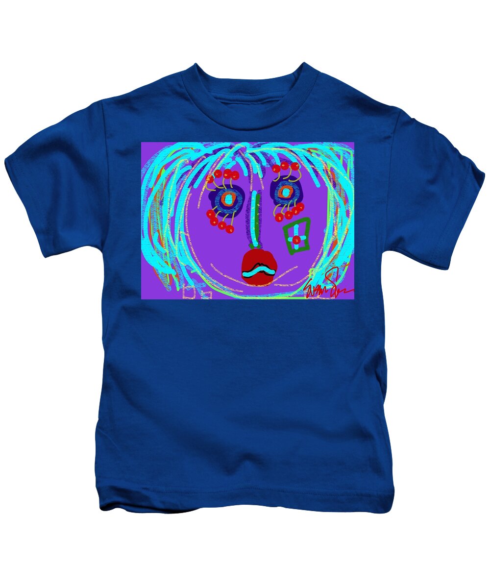 Abstract Kids T-Shirt featuring the digital art Lippy Girl by Susan Fielder