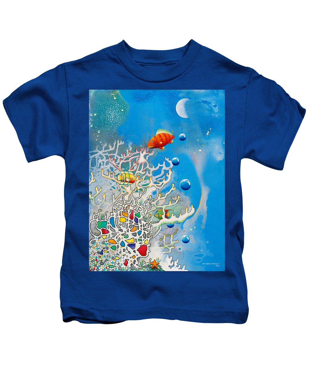 Beach House Kids T-Shirt featuring the painting Liza's Reef by Lee Pantas