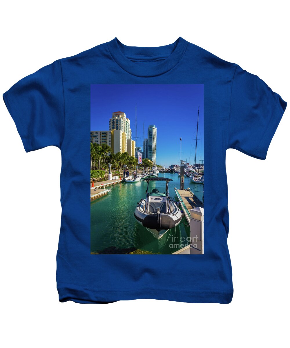 Miami Kids T-Shirt featuring the photograph Miami Beach Marina 4631 by Carlos Diaz