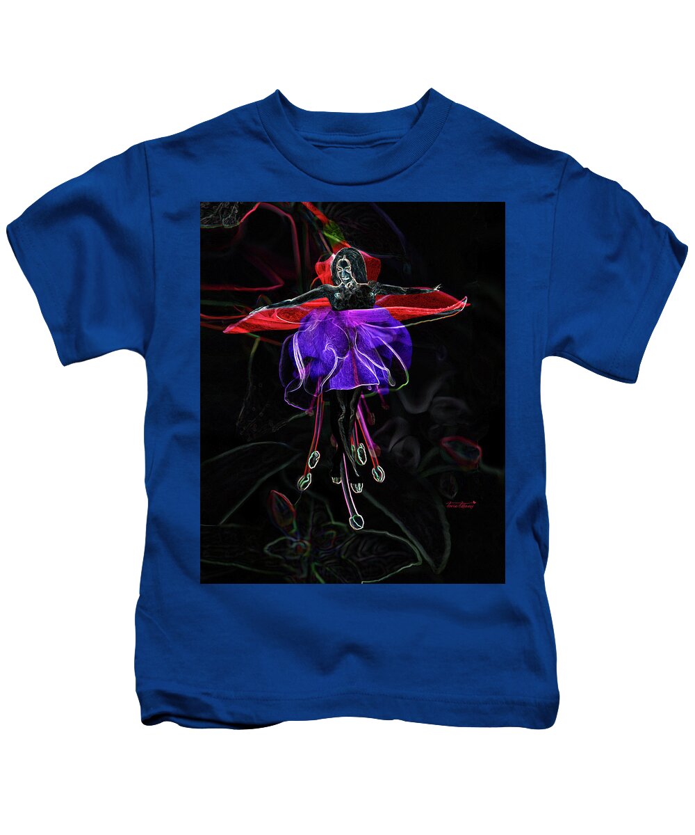 Fleurotica Art Kids T-Shirt featuring the digital art Midnight Bloom by Torie Tiffany
