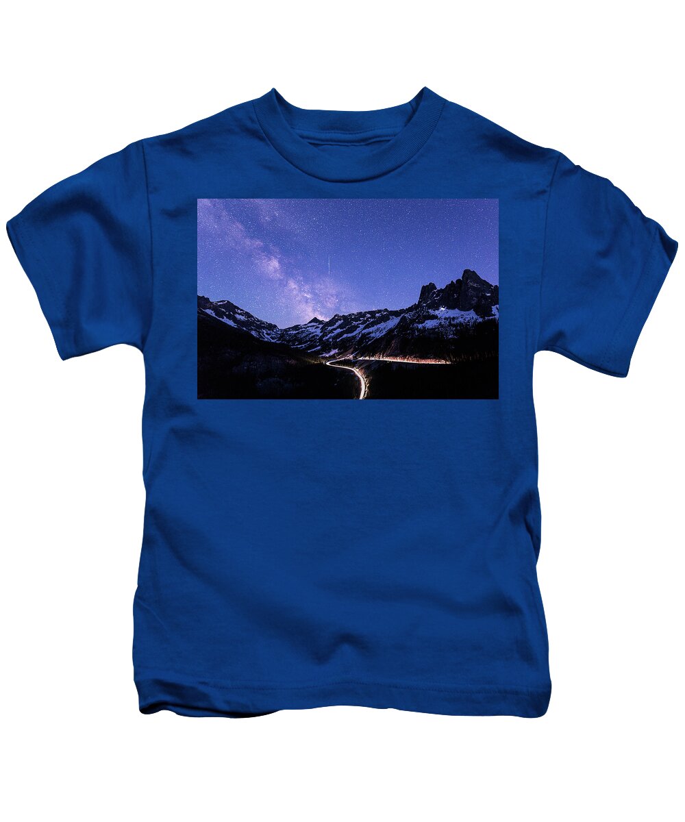 Milky Way Kids T-Shirt featuring the digital art Milky Way at Washington Pass by Michael Lee