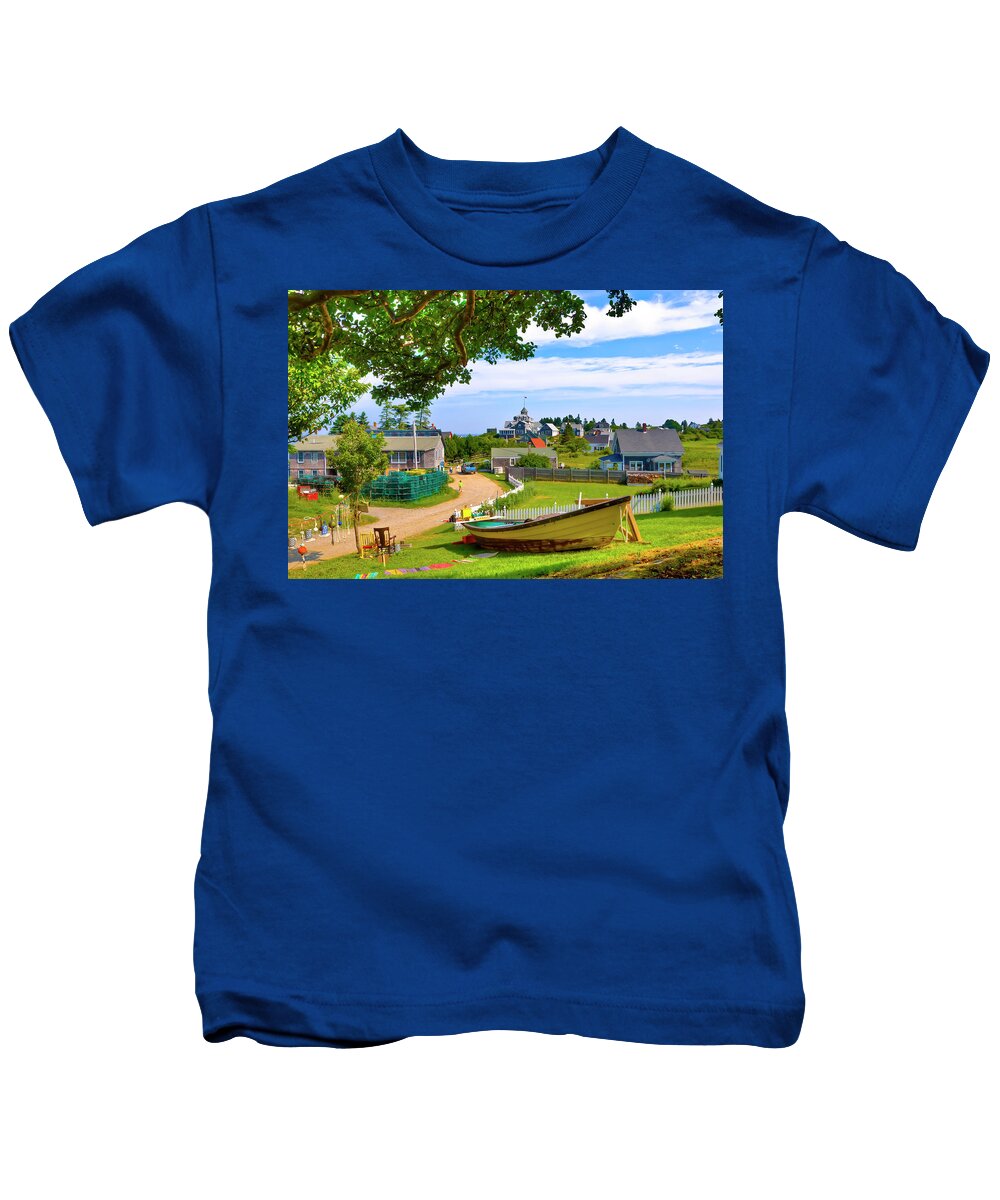 Monhegan Island Maine Kids T-Shirt featuring the photograph Monhegan Way by Jeff Cooper