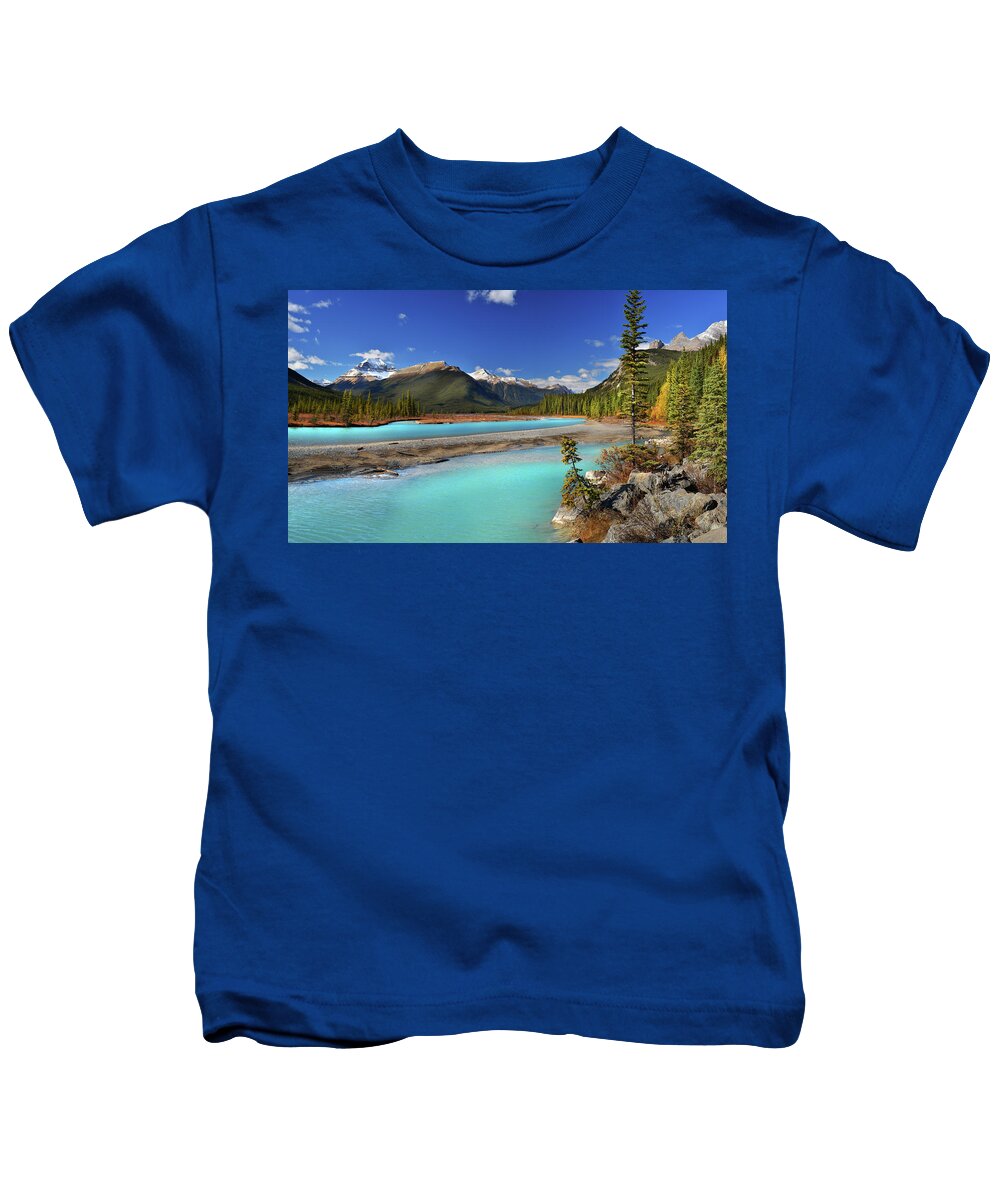 Mount Saskatchewan Kids T-Shirt featuring the photograph Mount Saskatchewan by John Poon