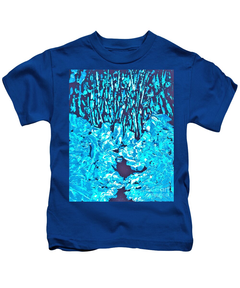 #abstract #2d #art #artist #beautiful #colorful #colors #contemporary #fineart #interiordesign #luxuryart #modernart #nature #natureaddict #forest #water #waterfall #surreal #trees Kids T-Shirt featuring the painting Negative Space by Allison Constantino