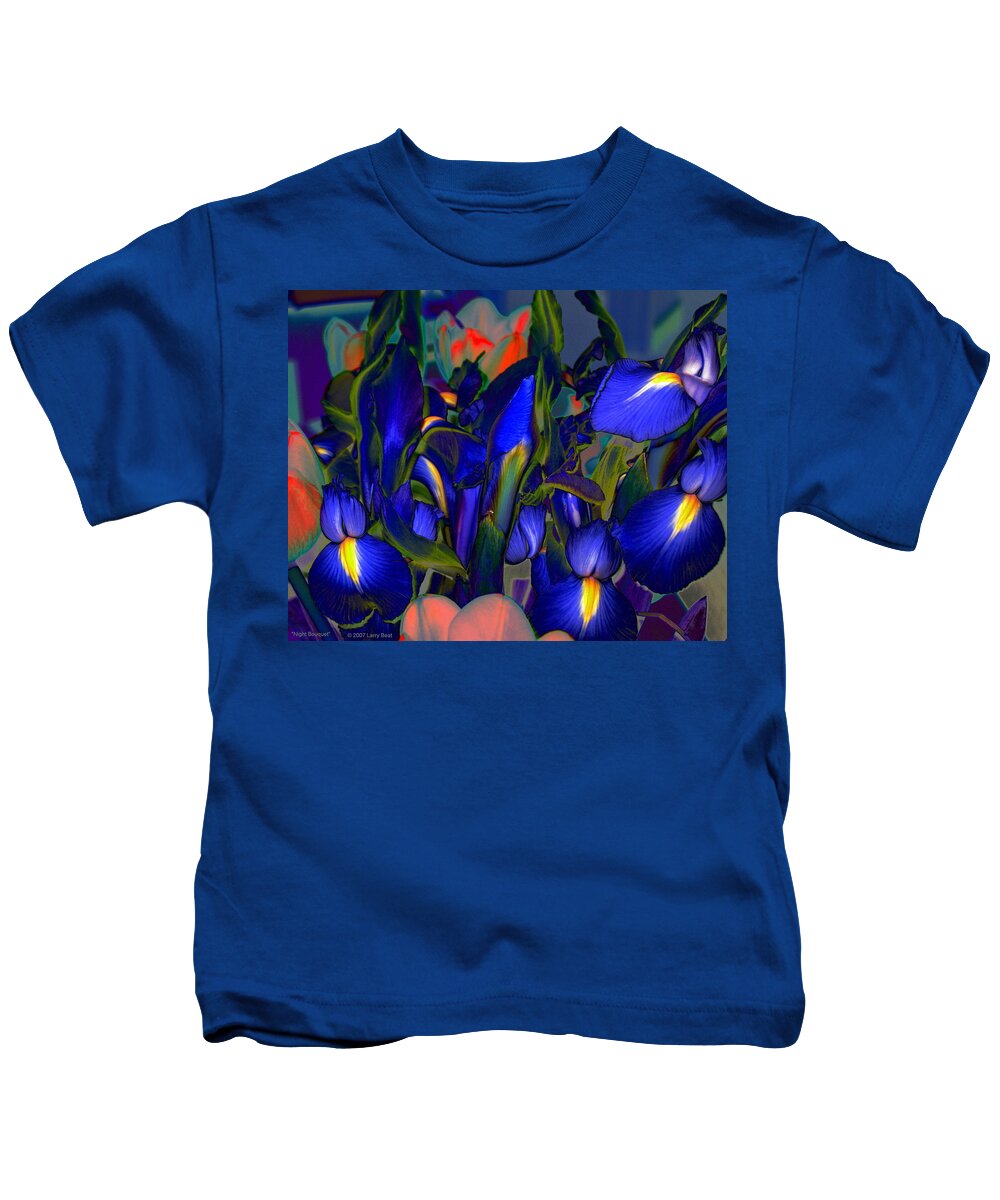 Iris Kids T-Shirt featuring the digital art Night Bouquet by Larry Beat