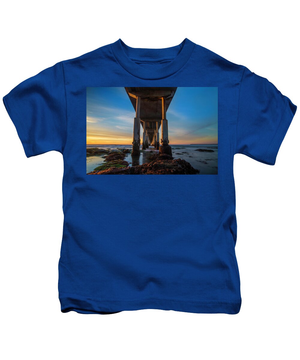 Ocean Beach Kids T-Shirt featuring the photograph Ocean Beach Pier by Larry Marshall