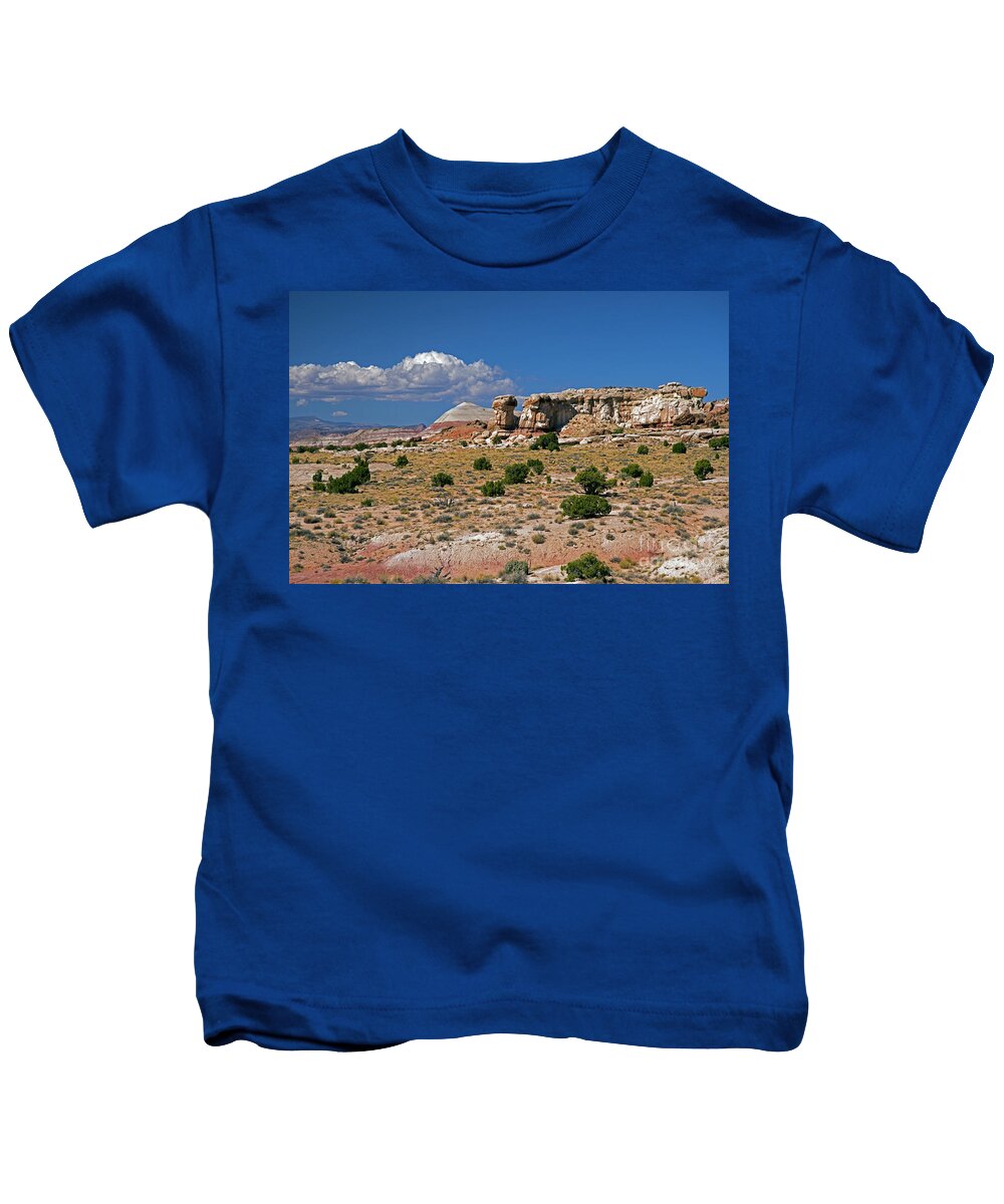 Capital Reef National Park Kids T-Shirt featuring the photograph On the road to Cathedral Valley by Cindy Murphy - NightVisions