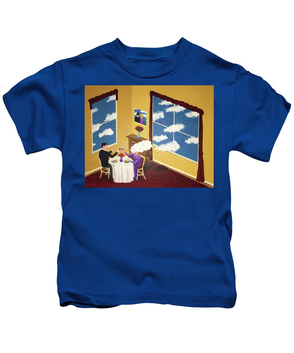Magritte Kids T-Shirt featuring the painting Outside In by Thomas Blood
