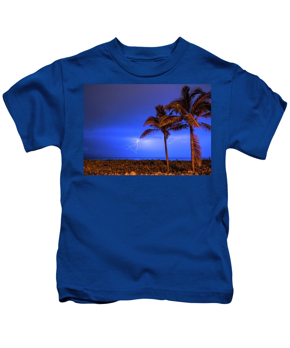 Florida Kids T-Shirt featuring the photograph Palm Lightning Delray Beach Florida by Lawrence S Richardson Jr