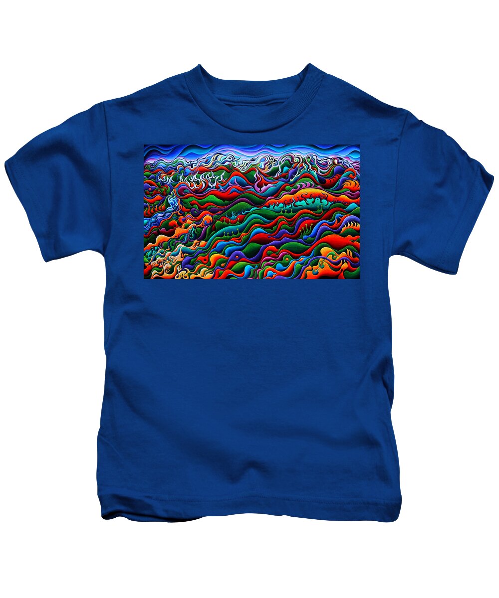 Landscape Kids T-Shirt featuring the painting Pawnee Spirit Camp by Amy Ferrari
