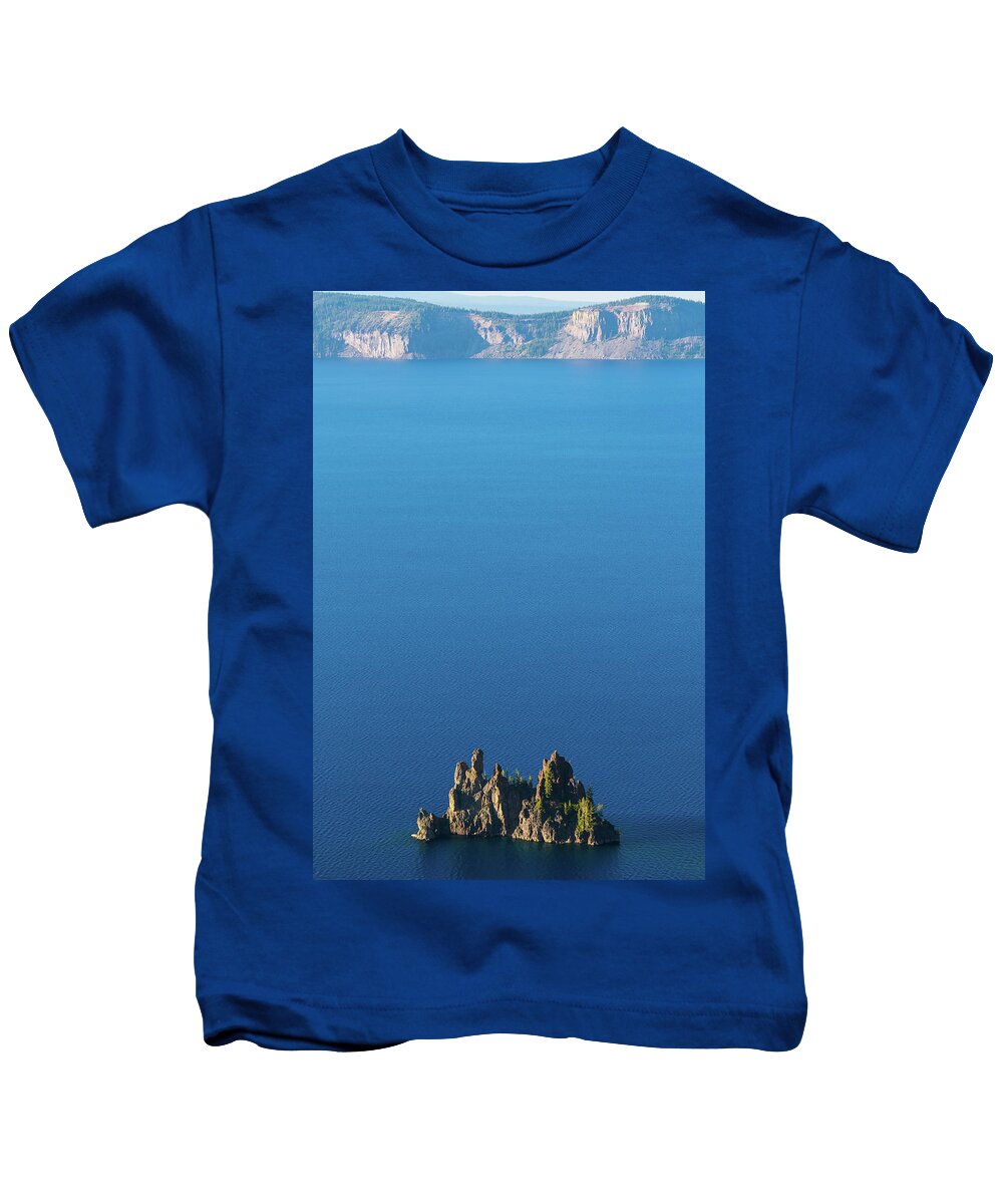 Oregon Kids T-Shirt featuring the photograph Phantom Ship Island Crater Lake National Park Oregon 2 by Lawrence S Richardson Jr